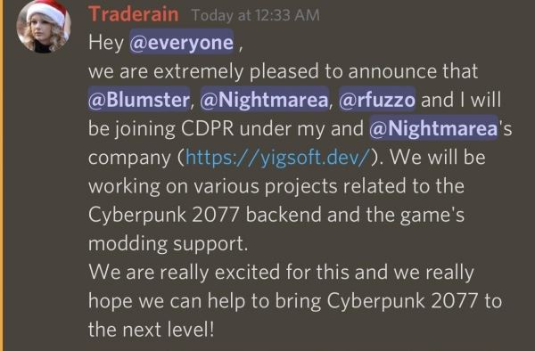 CD Projekt RED наняли моддеров для работы над Cyberpunk 2077